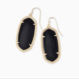 Kendra Scott Elle Gold Drop Earrings in Black Opaque Glass